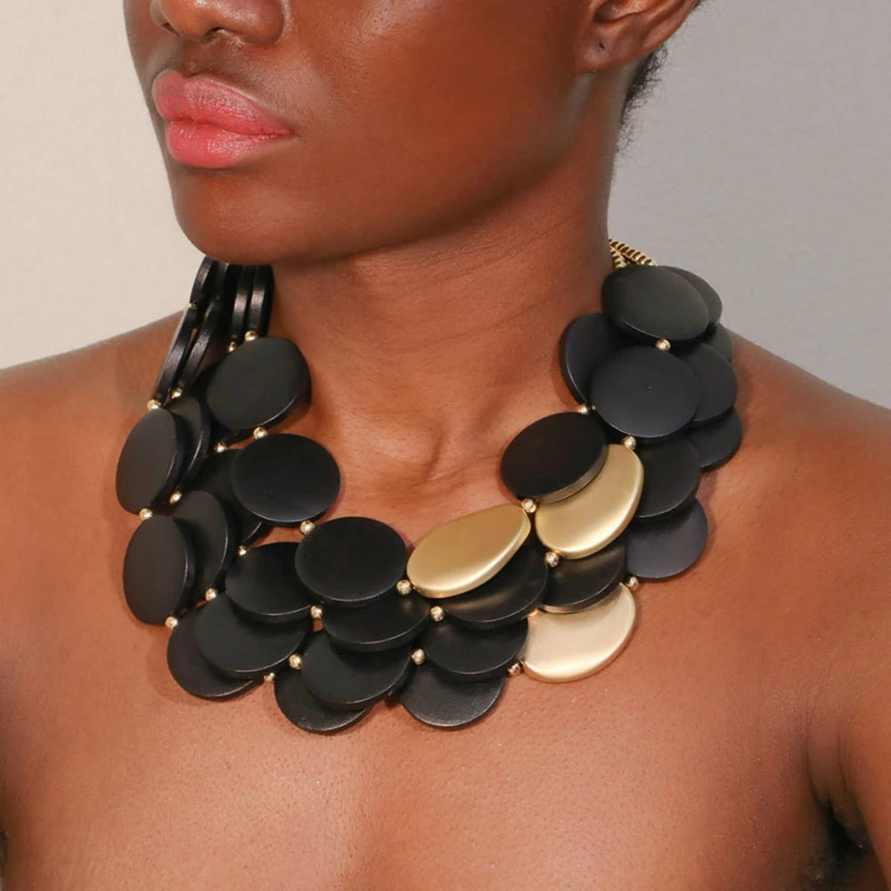 Natural Charm – Handmade Wood Bead Statement Necklace