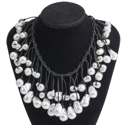 Elegant Handmade Long Pearl Necklace for Women – Multilayer Design