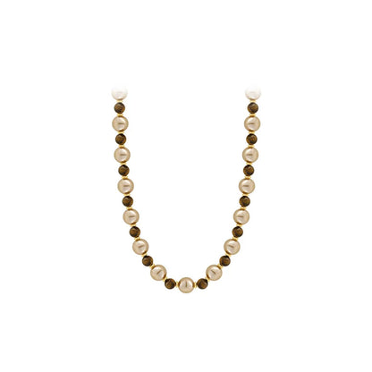 Natural Tiger’s-Eye Pearl Bead Necklace
