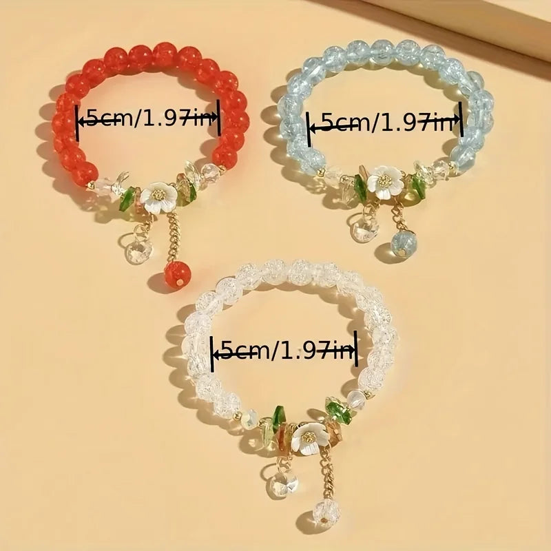 Boho Bloom – 3pcs Colorful Flower Beaded Bracelet Set