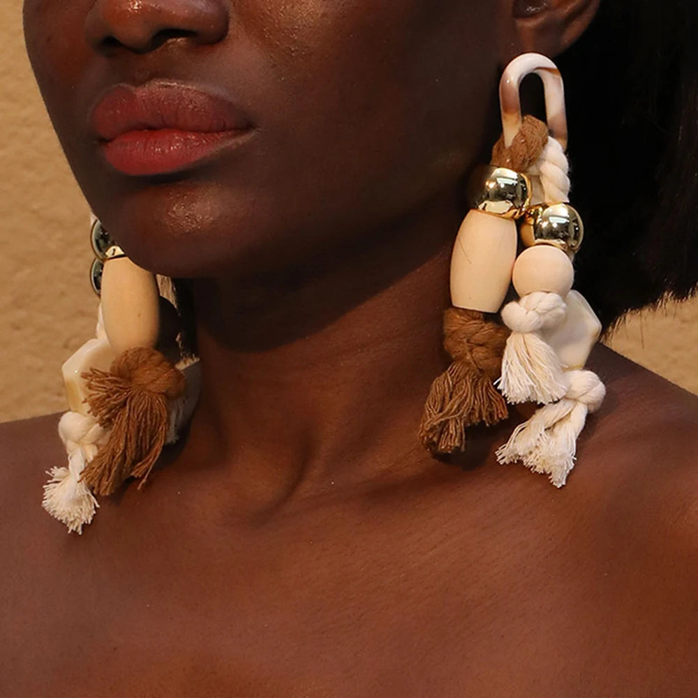 Beaded Elegance – Handmade Long Tassel Earrings