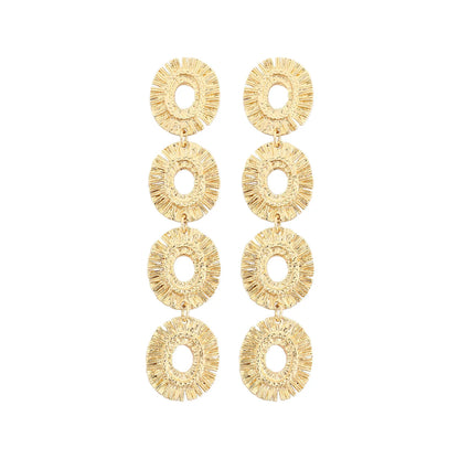 Retro Oval Texture Earrings