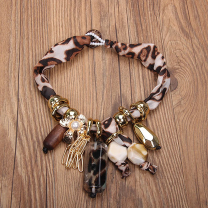 Leopard Pattern Beaded Necklace for Women – Vintage Party Jewelry