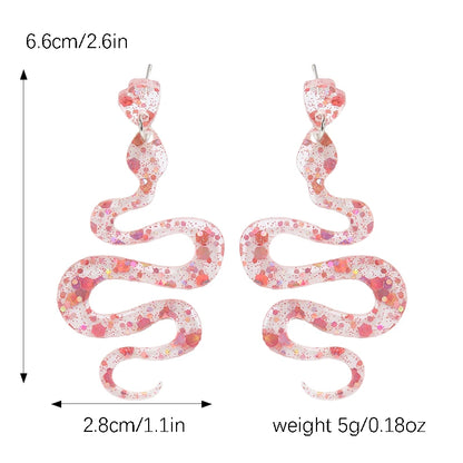 Glamorous Serpent – Dangle Earrings in Acrylic with Sequins