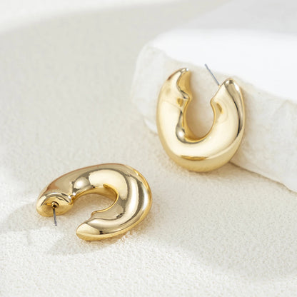 Irregular C-Shaped Hoop Earrings