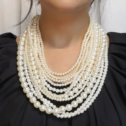 Elegant Handmade Long Pearl Necklace for Women – Multilayer Design