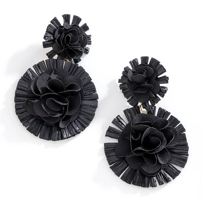 Vedawas Bohemian Raffia Flower Earrings
