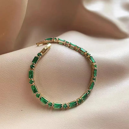 Luxury Green Zircon Copper Alloy Bracelet
