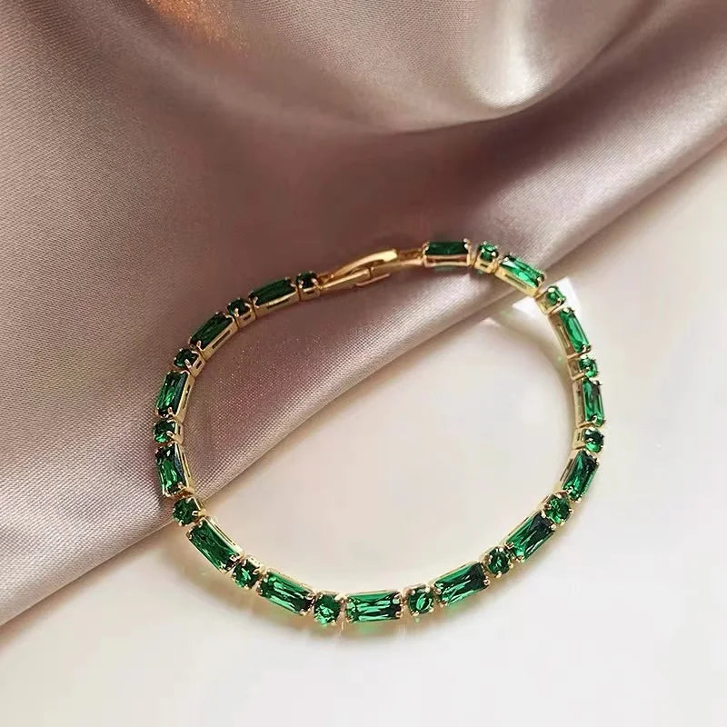 Luxury Green Zircon Copper Alloy Bracelet