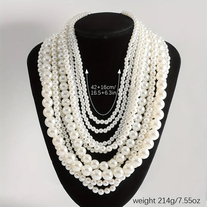 Elegant Handmade Long Pearl Necklace for Women – Multilayer Design