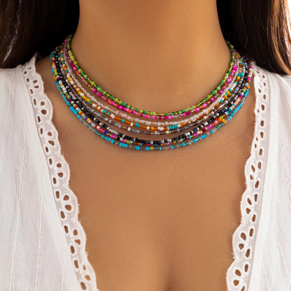 Bohemian Mixed Color Seed Bead Necklace