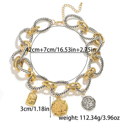 Dual Tone Coin Charm Necklace