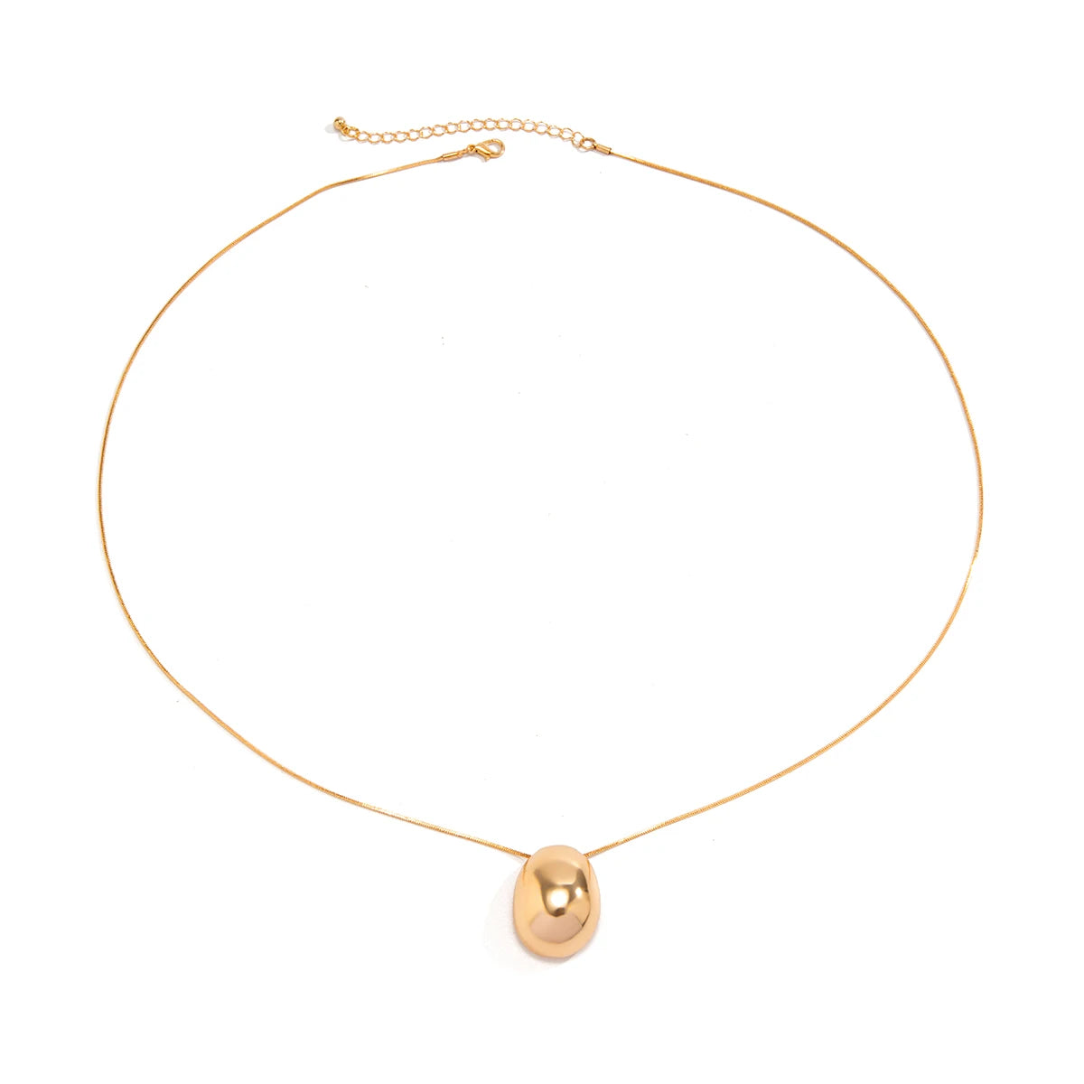 Long Snake Chain Necklace with Water Drop Pendant