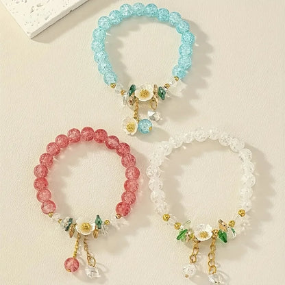Boho Bloom – 3pcs Colorful Flower Beaded Bracelet Set