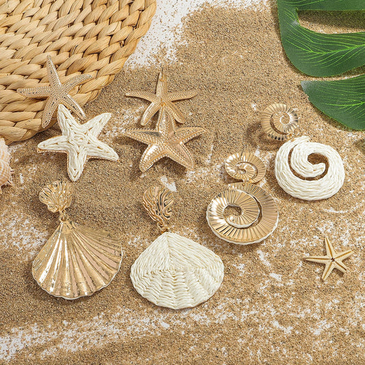 Sea Breeze – Boho Rattan Ocean Earrings