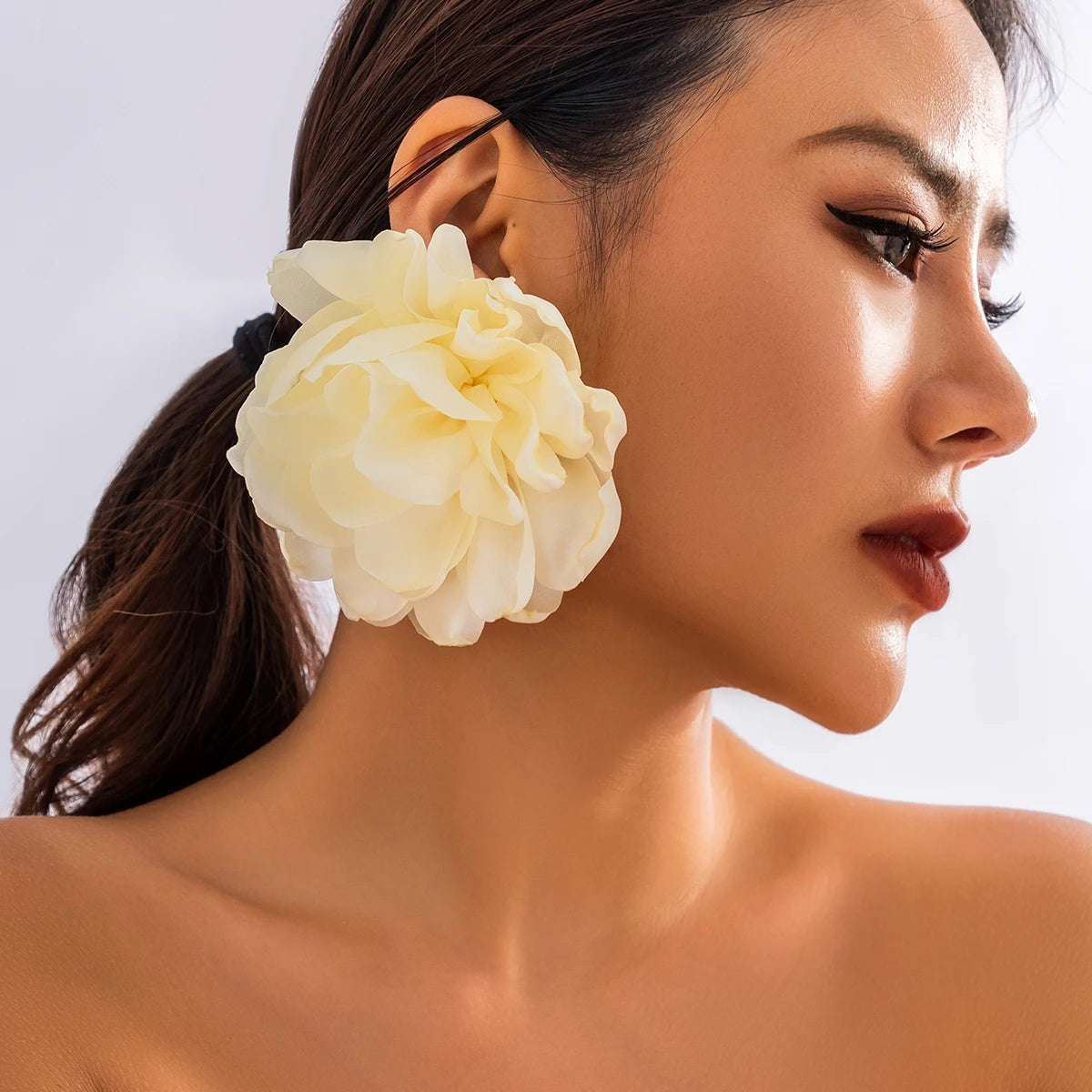 Elegant Big Flower Stud Earrings