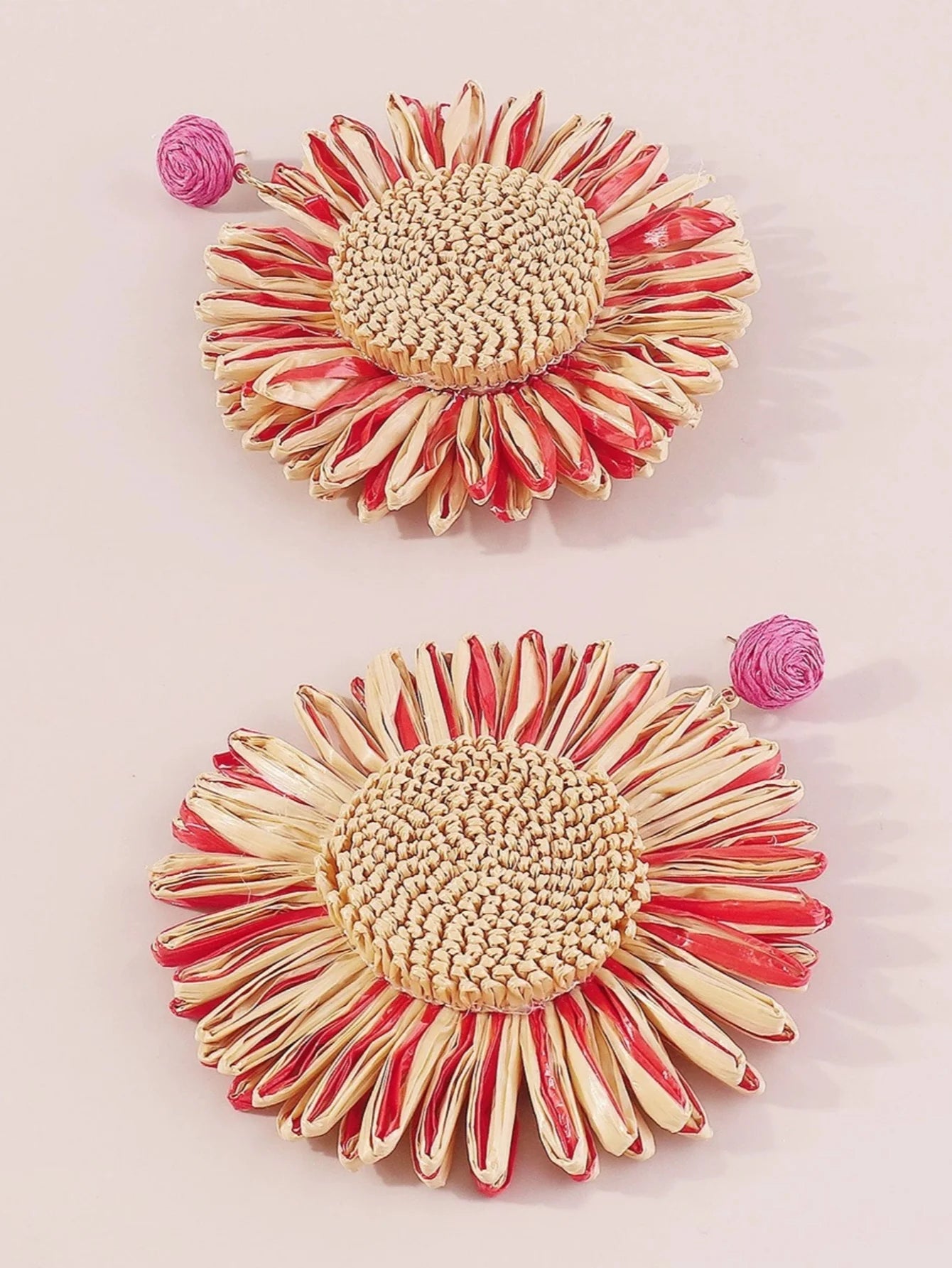 Boho Charm: Woven Sunflower Summer Earrings