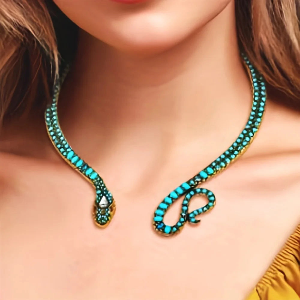 Glam Serpent – Sparkling Snake Choker Necklace