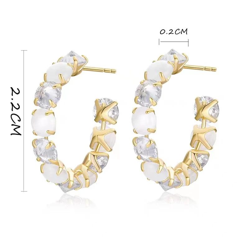 Elegant Opal Hoop Earrings