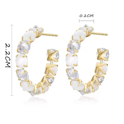 Elegant Opal Hoop Earrings