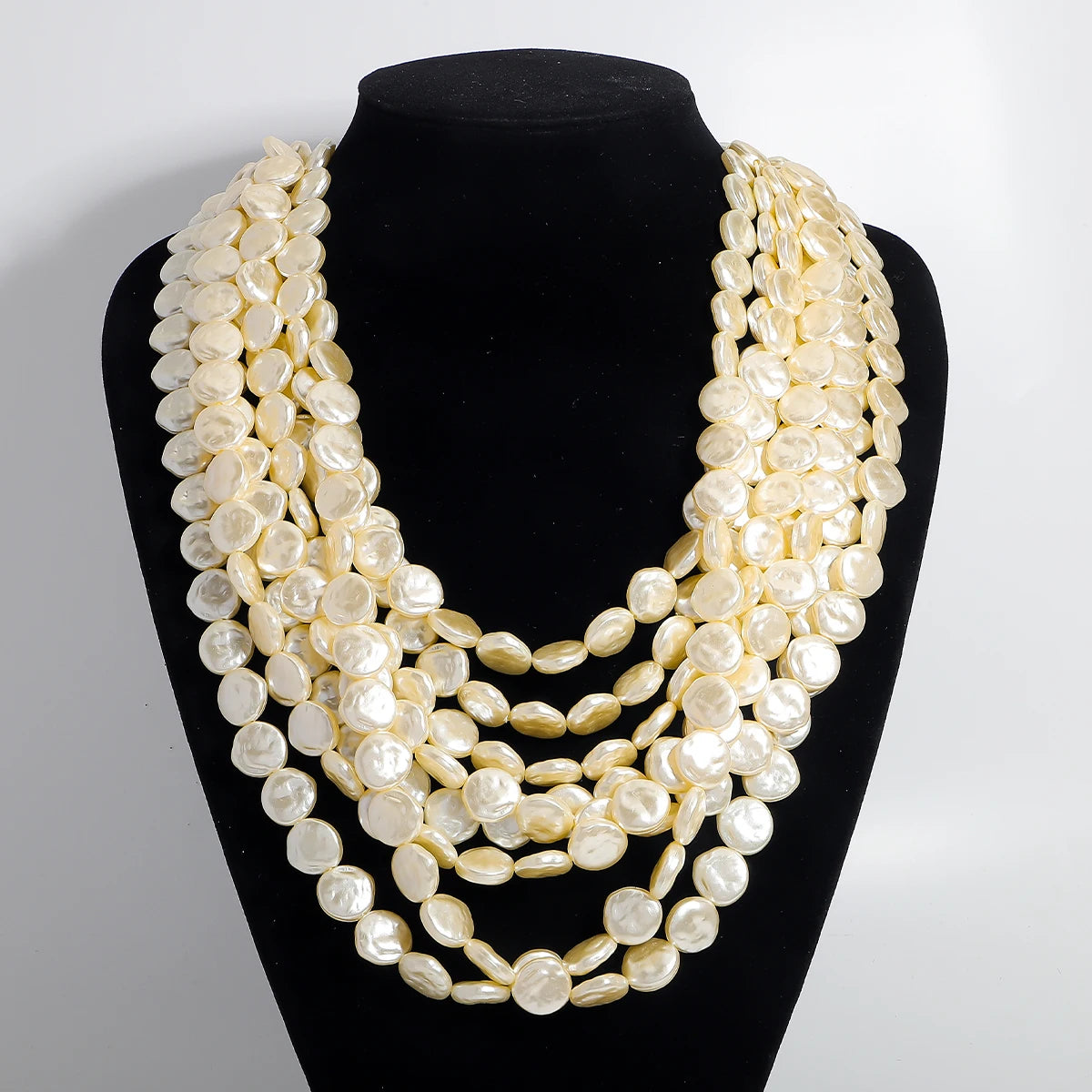 Statement Pearl Button Necklace