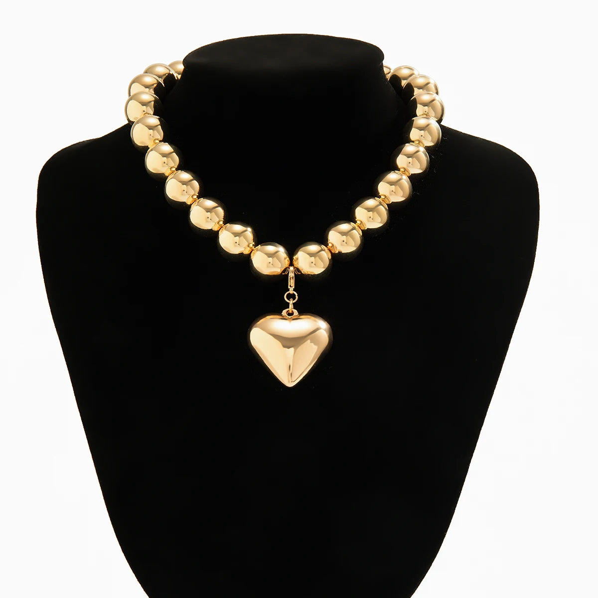 Trendy Heart-Shaped Beaded Chain Necklace