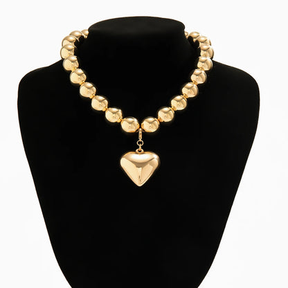 Trendy Heart-Shaped Beaded Chain Necklace
