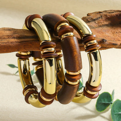 Triple Layer Wooden Charm Bracelet