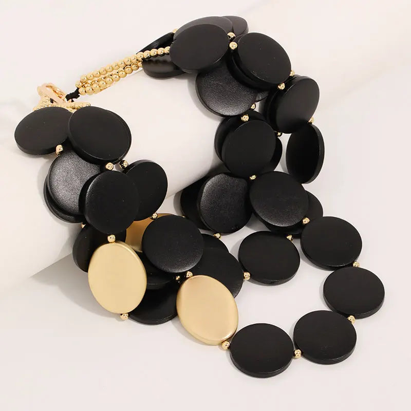 Natural Charm – Handmade Wood Bead Statement Necklace