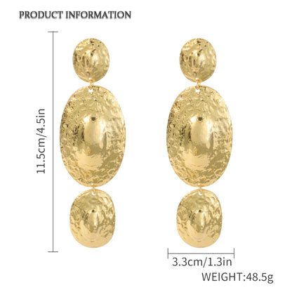 Retro Oval Texture Earrings