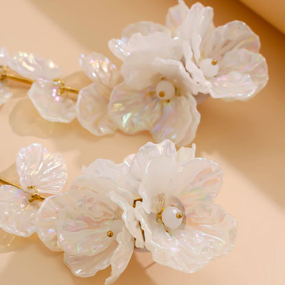 Fairy Petal – Hanging White Flower Earrings