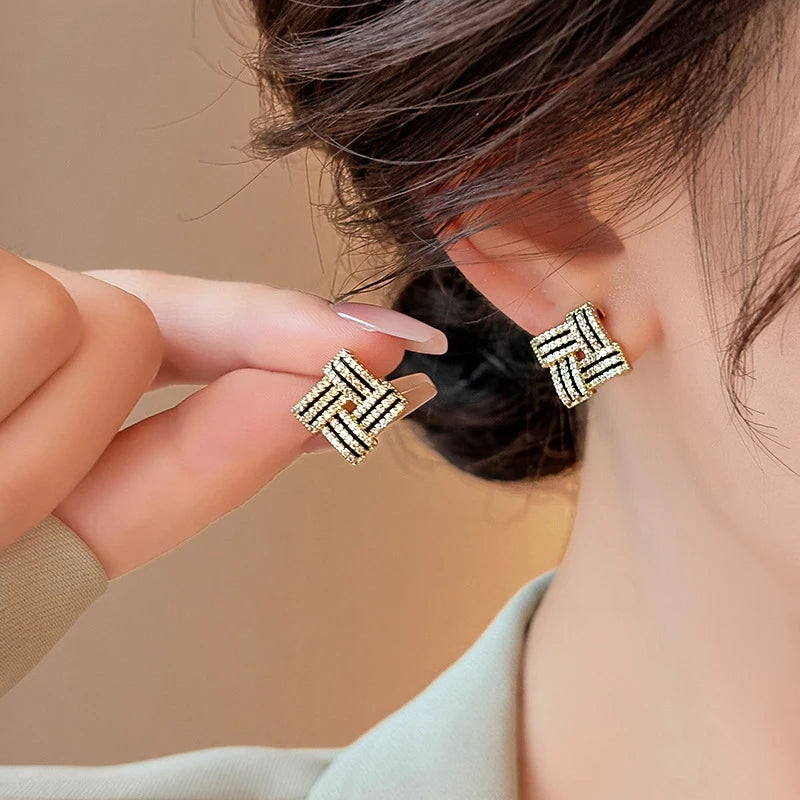 Micro Zircon Geometric Stud Earrings