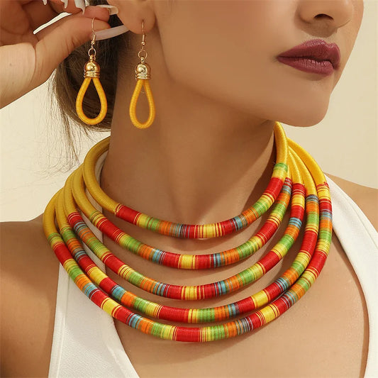 Elegance of Africa – Multi-layer Woven Jewelry Set