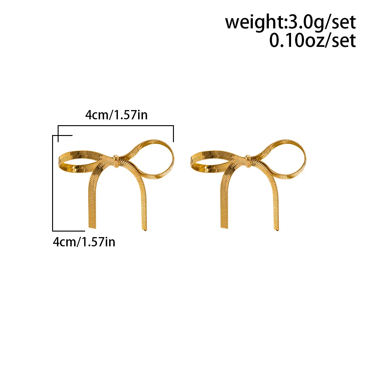 Korean Vintage Snake Chain Bow Stud Earrings