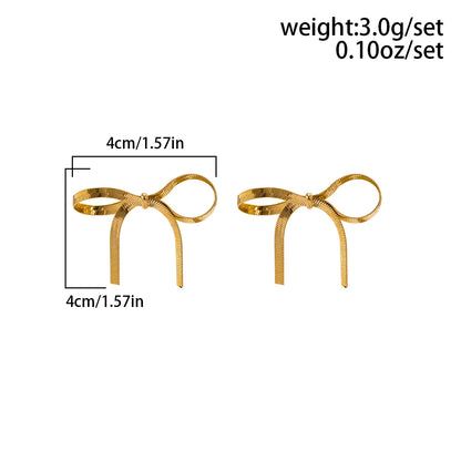 Korean Vintage Snake Chain Bow Stud Earrings