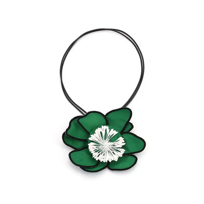 Big Fabric Flower Pendant Necklace