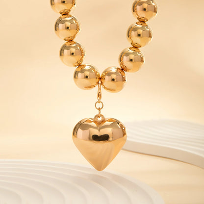 Trendy Heart-Shaped Beaded Chain Necklace