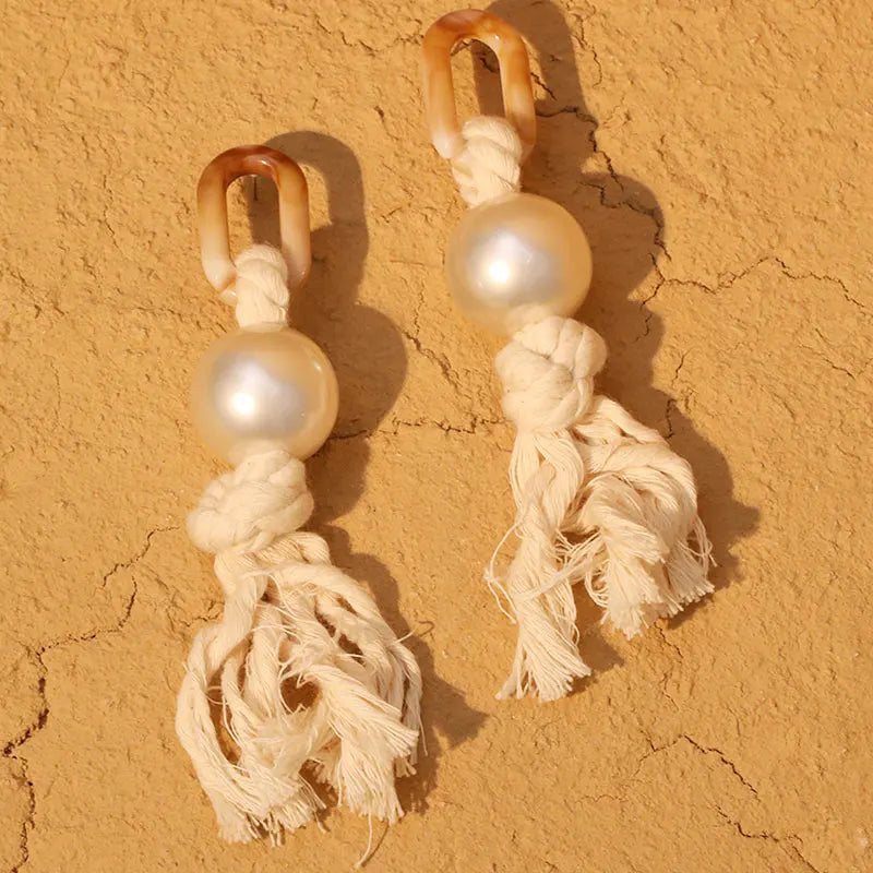 Pearl Twist – Handmade Statement Rope Earrings