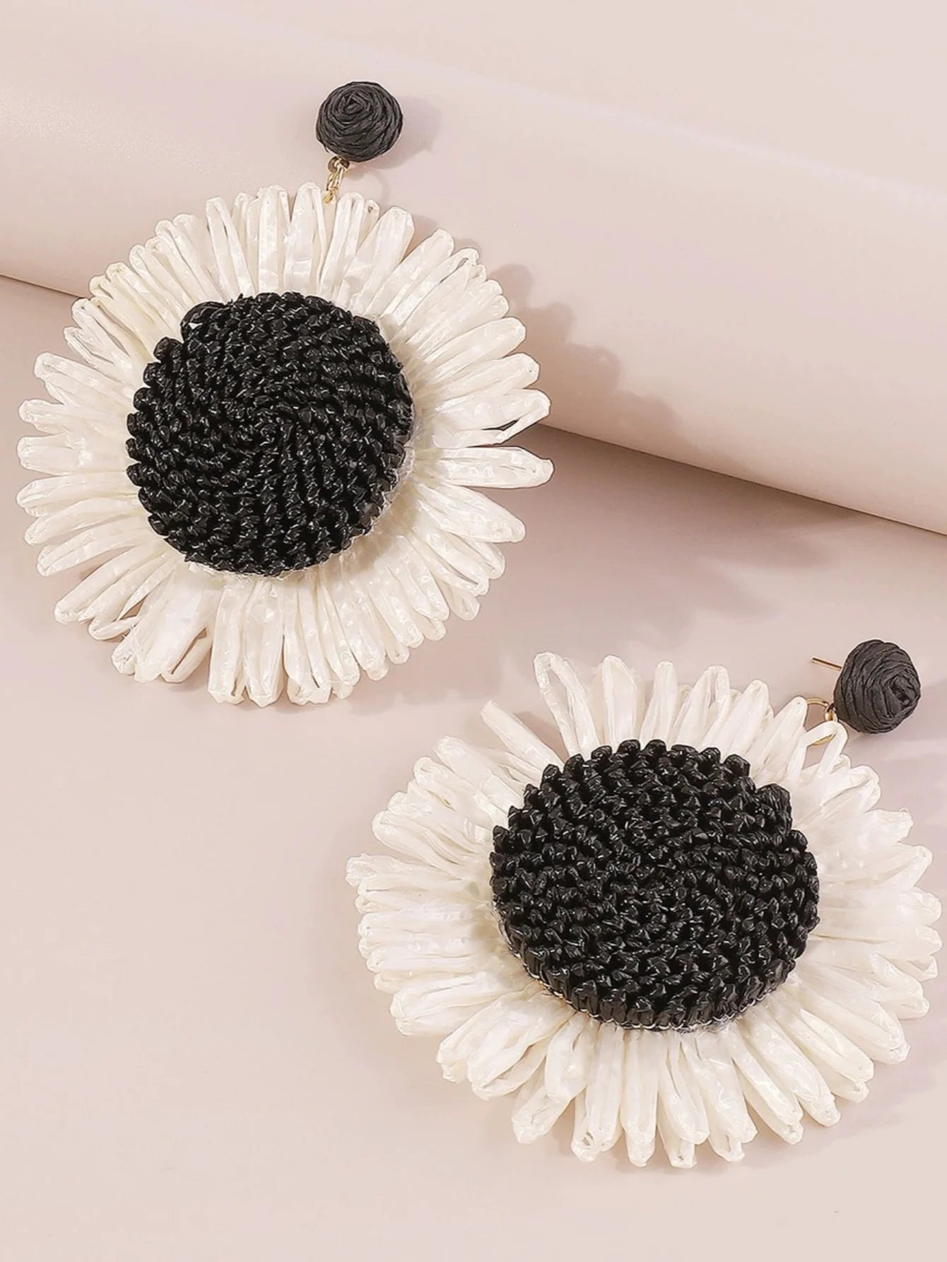 Boho Charm: Woven Sunflower Summer Earrings