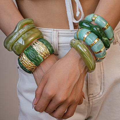 Vintage Acrylic Geometric Cuff Bracelet