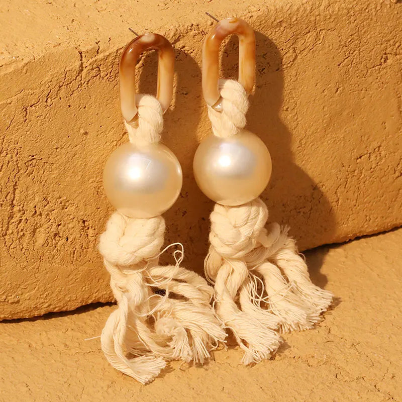 Pearl Twist – Handmade Statement Rope Earrings