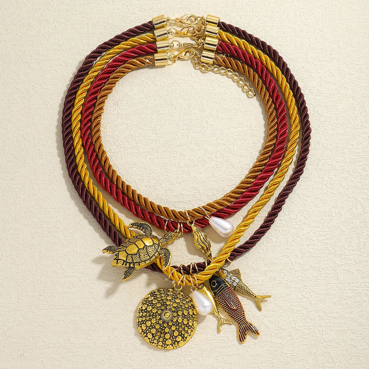 Ocean Charm – 3-Layer Rope Chain Necklace