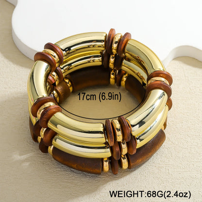 Triple Layer Wooden Charm Bracelet