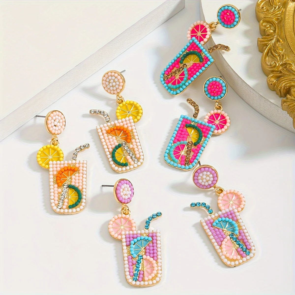 Lemonade Bead Dangle Earrings