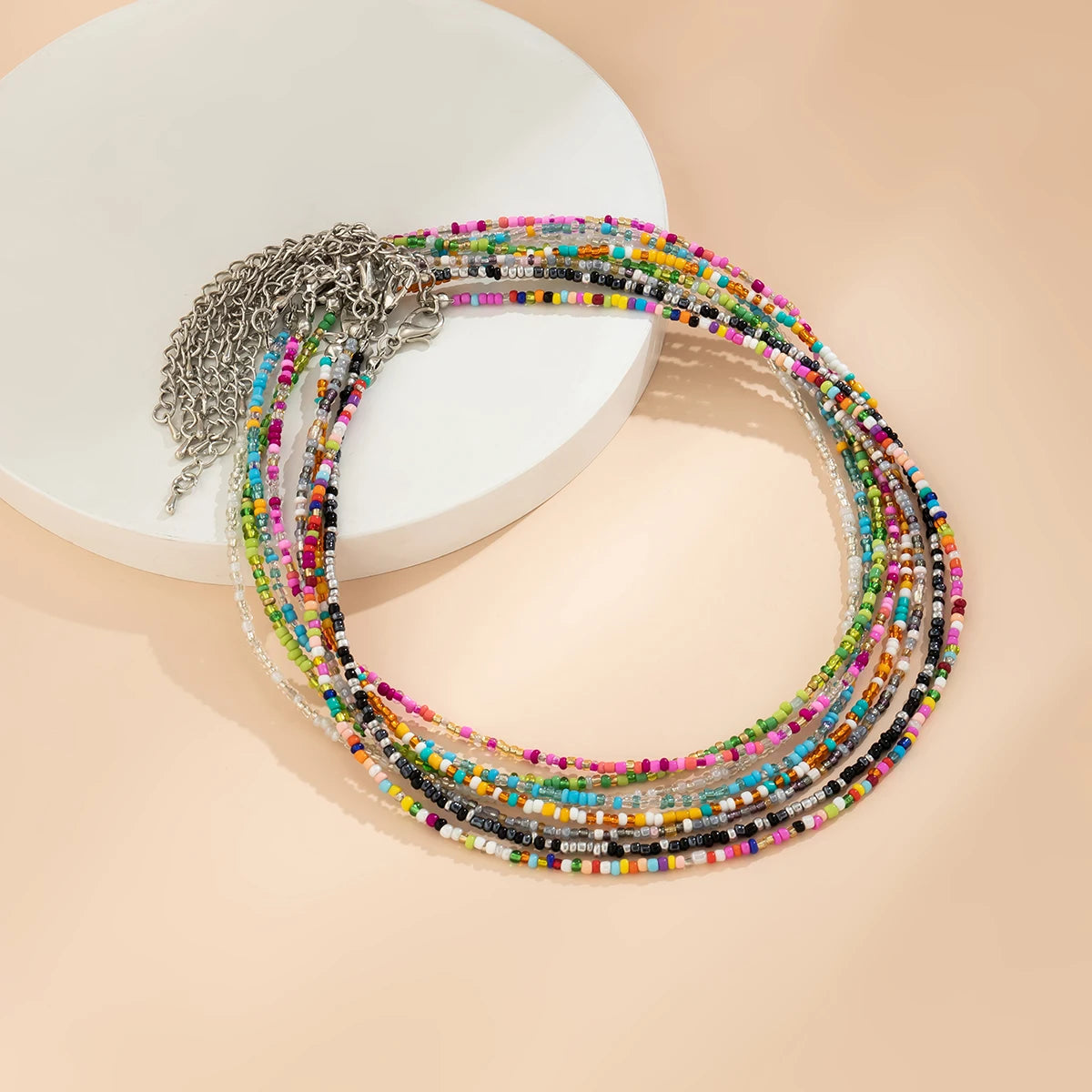 Bohemian Mixed Color Seed Bead Necklace