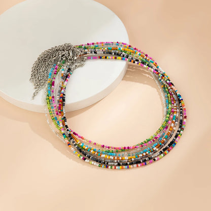 Bohemian Mixed Color Seed Bead Necklace