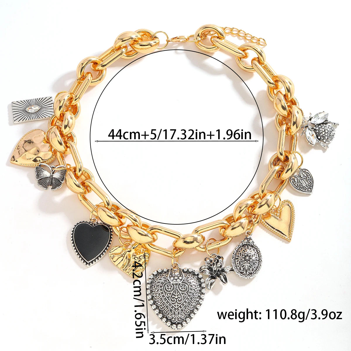 Dual Tone Coin Charm Necklace