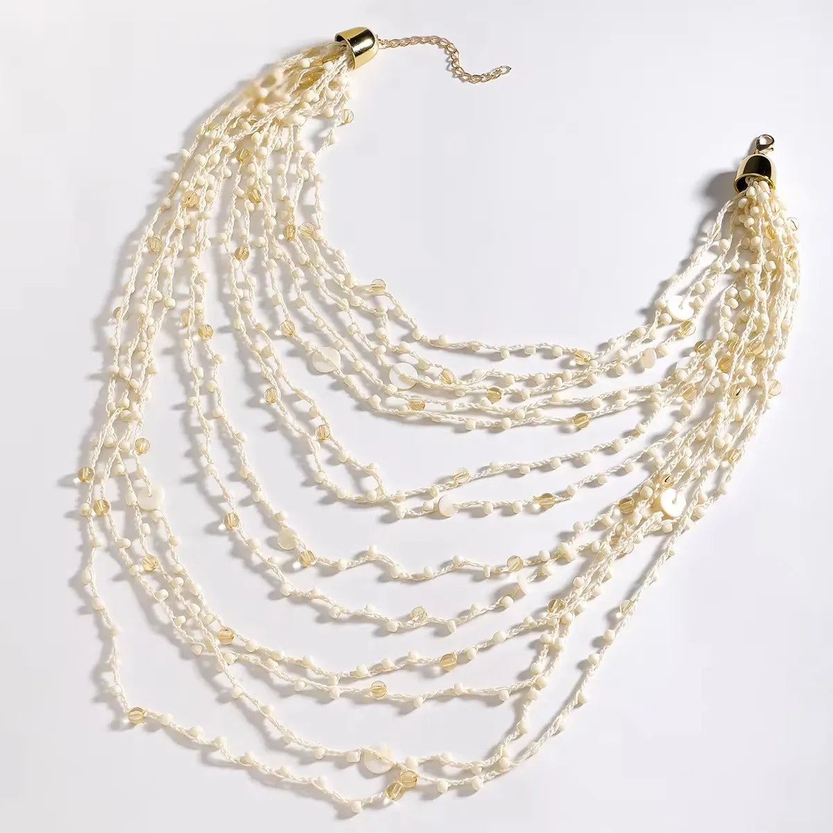 Multilayer Beaded & Rhinestone Necklace