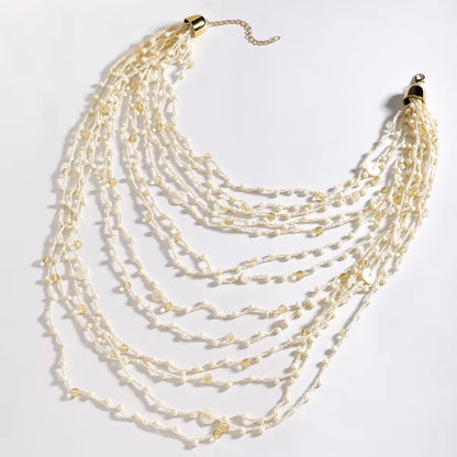 Multilayer Beaded & Rhinestone Necklace