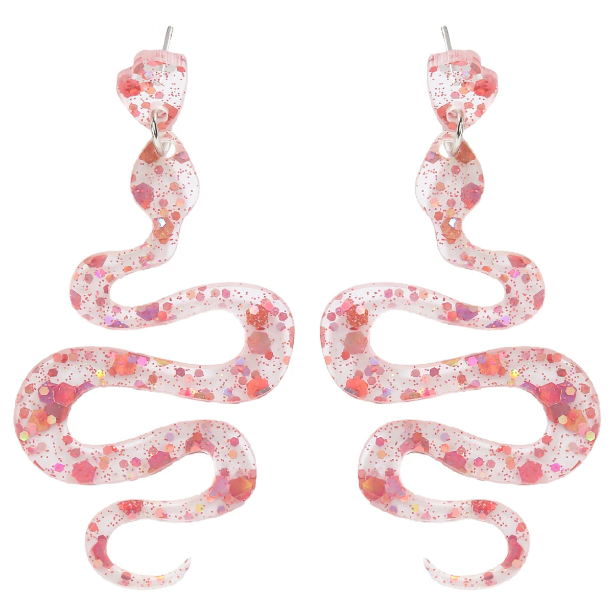 Glamorous Serpent – Dangle Earrings in Acrylic with Sequins